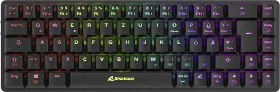 Mekana tipkovnica, 65% Sharkoon PureWriter W65, žična in brezžična, RGB LED, črna