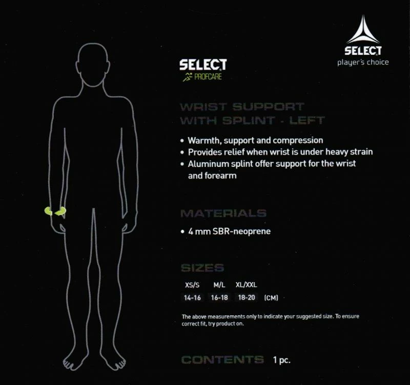 Medenica za zapestje Select 6701, leva roka, črna za moške in ženske