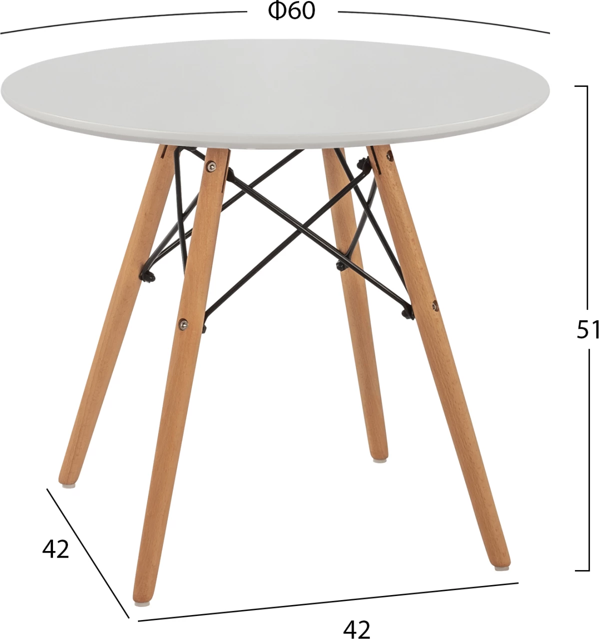 Minimalna otroška miza FH8451.01, okrogla, Φ60x51, bela