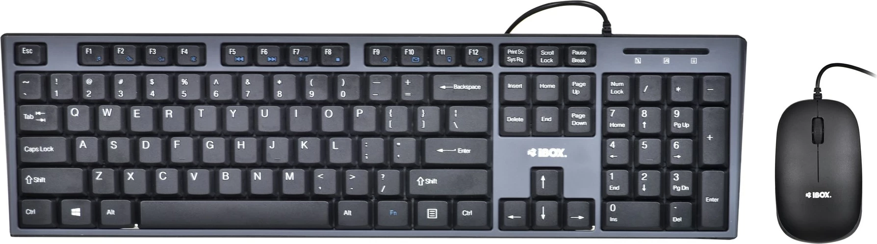 Tastatura in miška IBOX IKMS606, USB, QWERTY, angleška, črna
