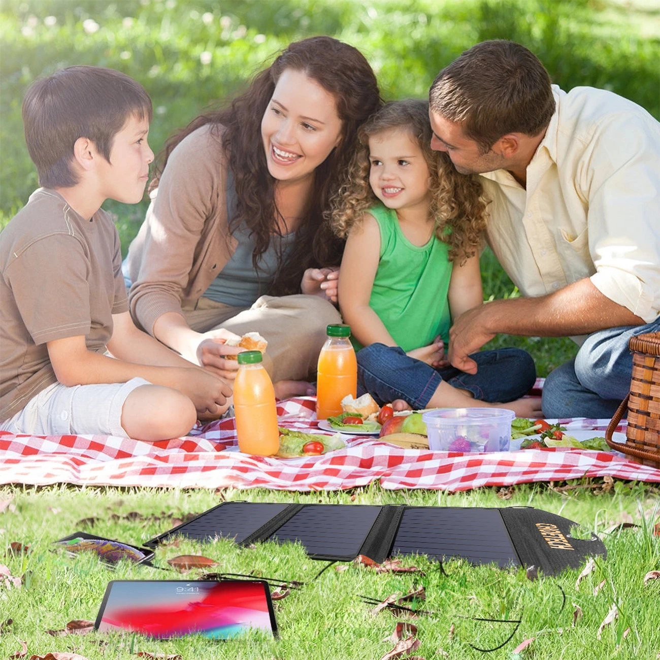 Zložljiv sončni polnilec Choetech SC001, 19W, 2x USB-A, črn