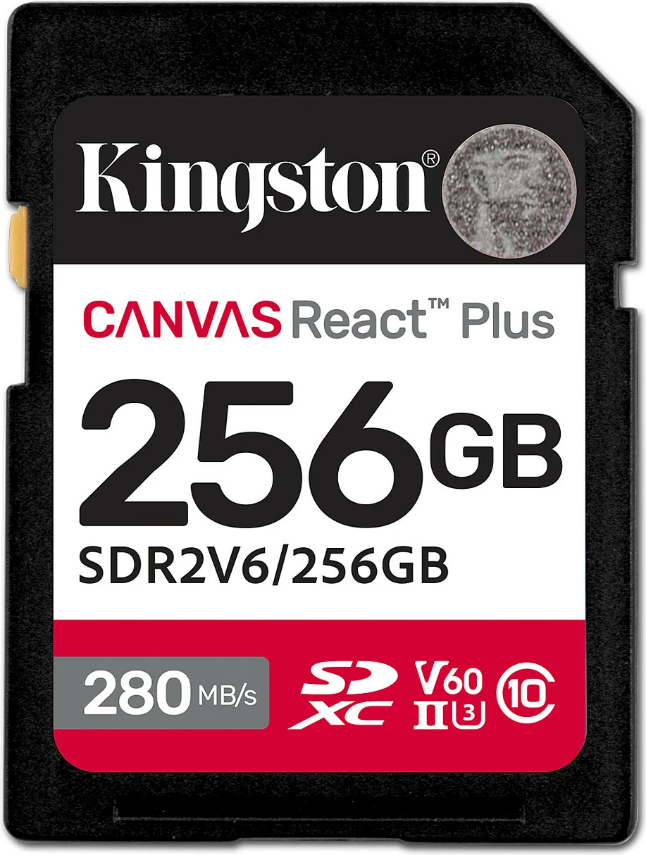 Kartica za pomnilnik 256GB Kingston Canvas React Plus SDXC UHS-II, 280 MB/s, črna