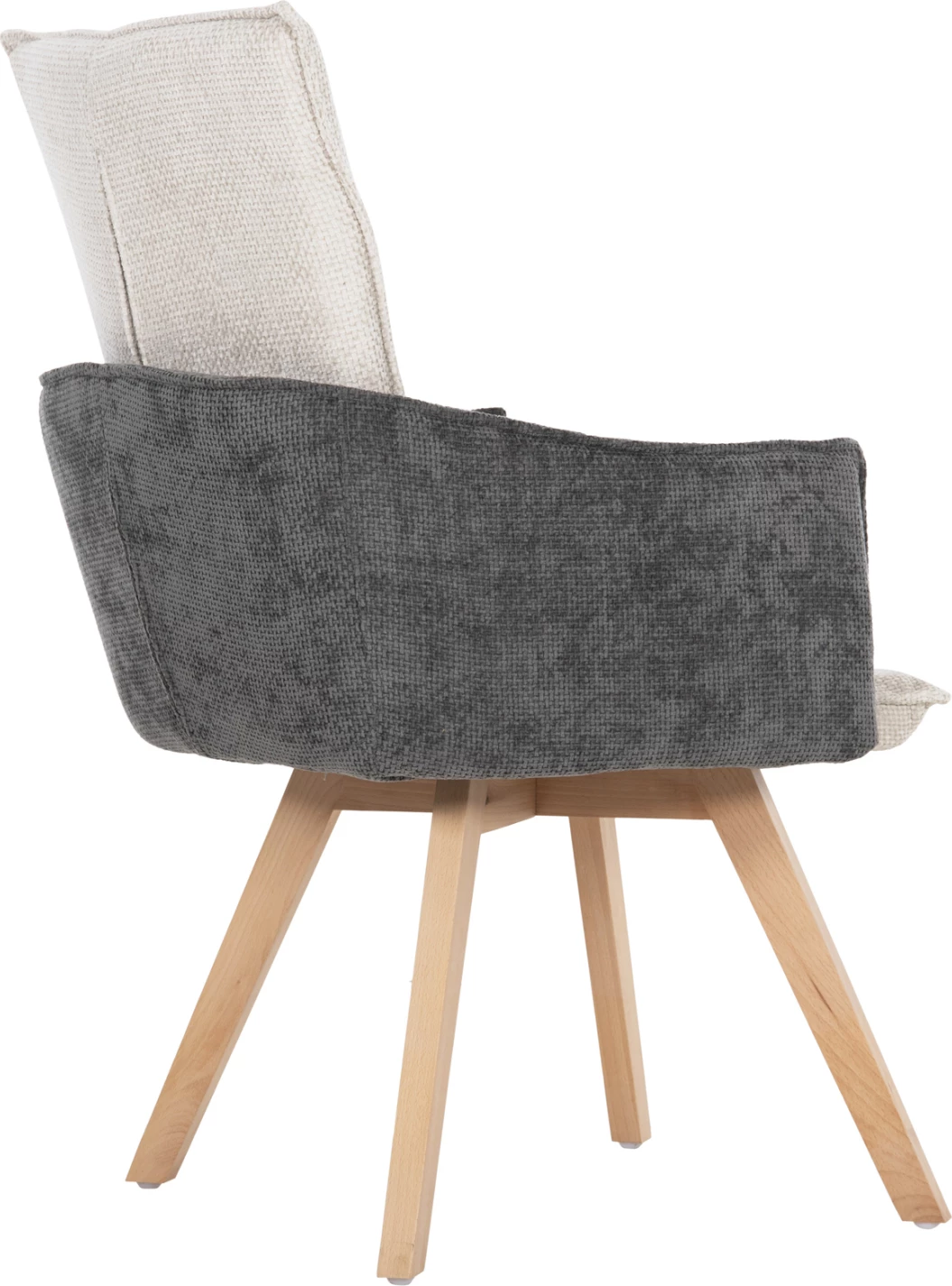 Jedilniški naslanjač REX FH9847.04 iz bež-sive tkanine z nogami iz bukovega lesa 53x60x93Hcm, set 2 kosov