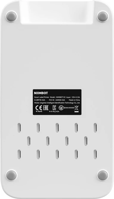 Prenosni tiskalnik etiket NIIMBOT K2, Bluetooth, širina 20–60 mm, kolut Ø110 mm do 1300 etiket, USB-B, bel