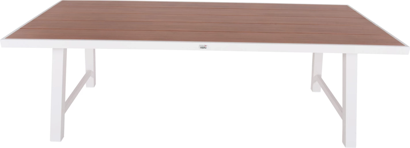 Zunanji aluminijasti miza GOBAR FH6060.01 bela z leseno podobno ploščo 240Χ105Χ75Hcm