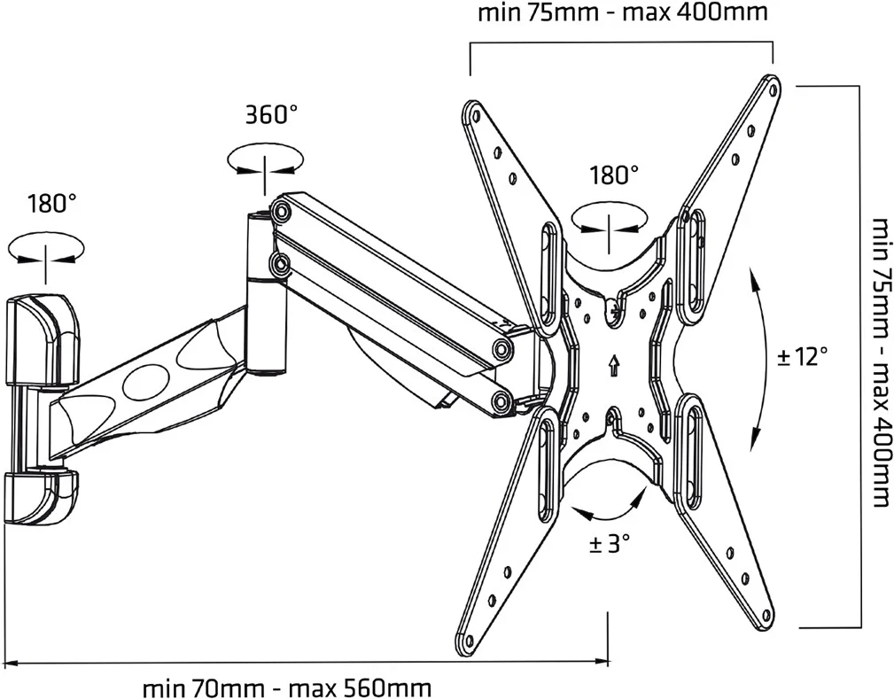 Nosilec za TV/monitor Maclean MC-784, 32–55", črn