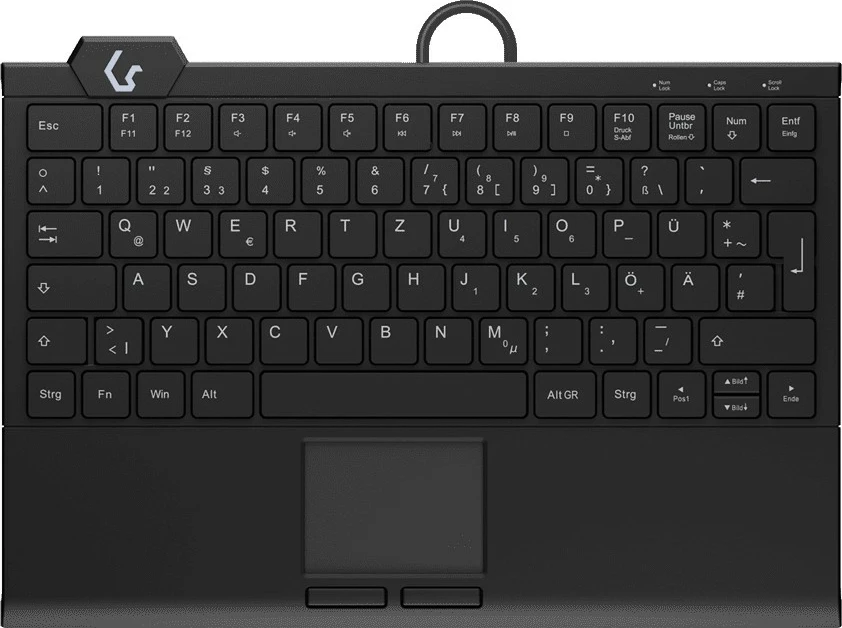 Kompaktna tipkovnica s touchpadom KeySonic KSK-5210ELU, žična USB, QWERTZ, LED, črna