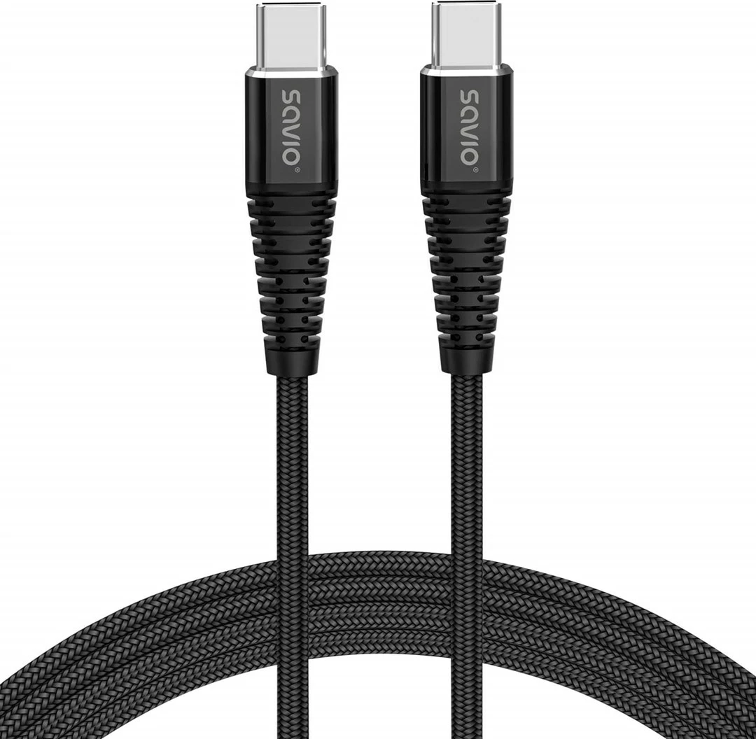 Kabel za hitro polnjenje USB C - USB C, 2 m, črn (Savio)