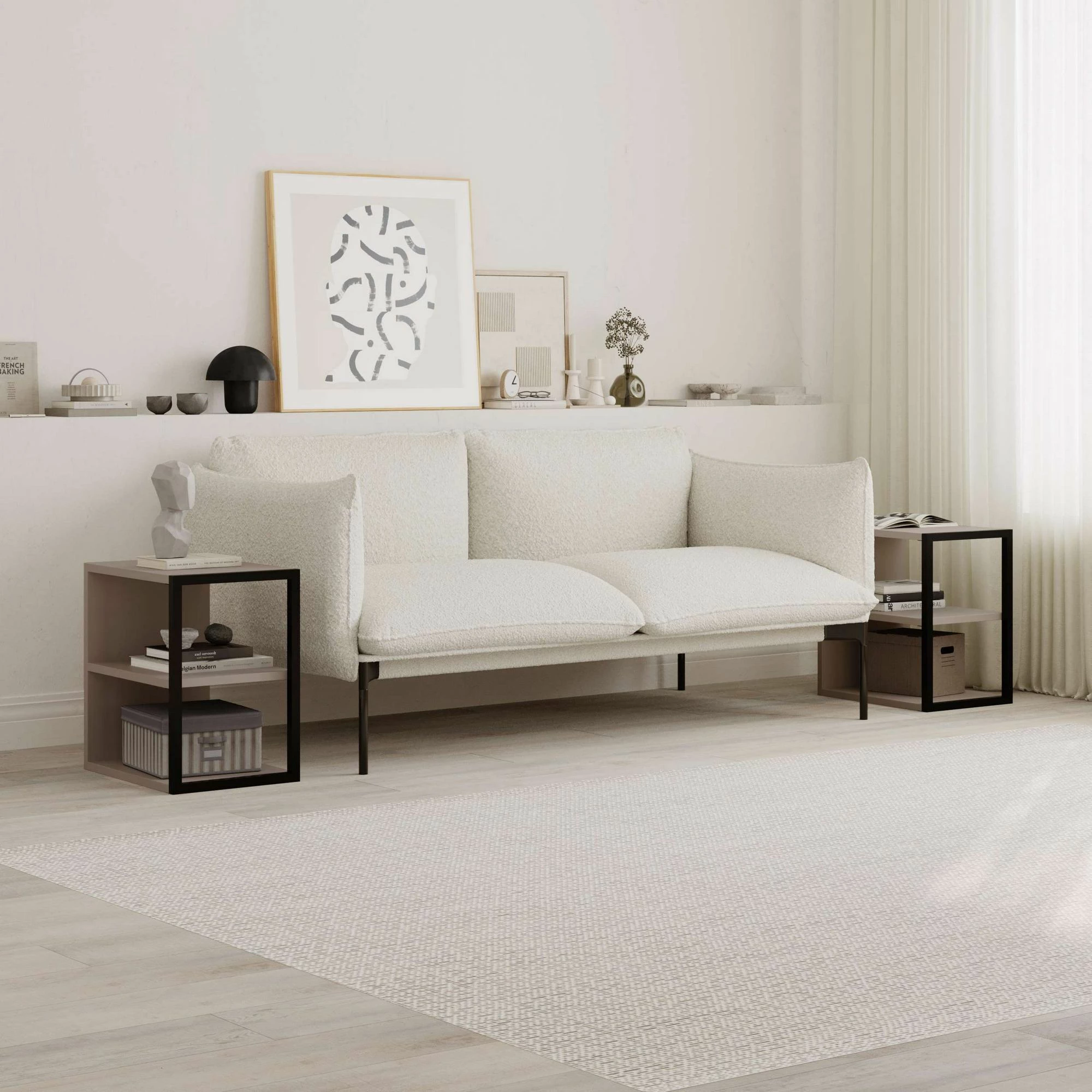 Set stranskih miz, svetlo moka, 2 kosa, Skye Decor