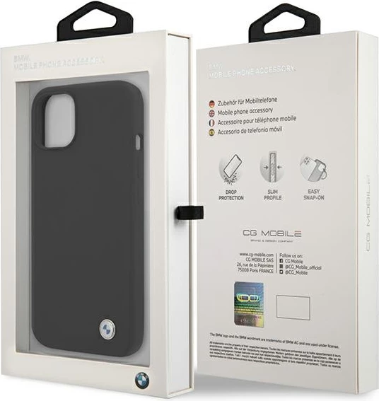 Silikonski ovitek za telefon BMW Silicone Signature za iPhone 13 mini, 5,4", črn