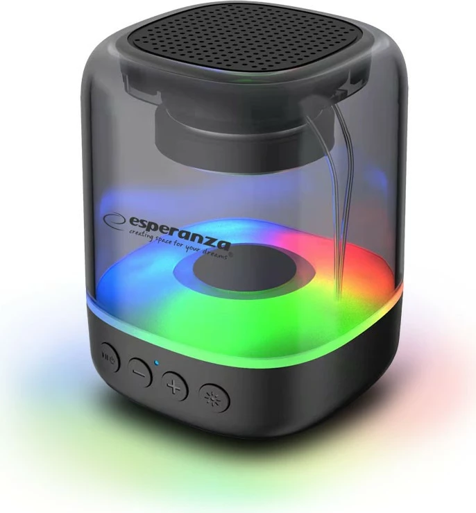 Prenosni zvočnik Bluetooth z LED RGB, 3W, Esperanza Viola, črn
