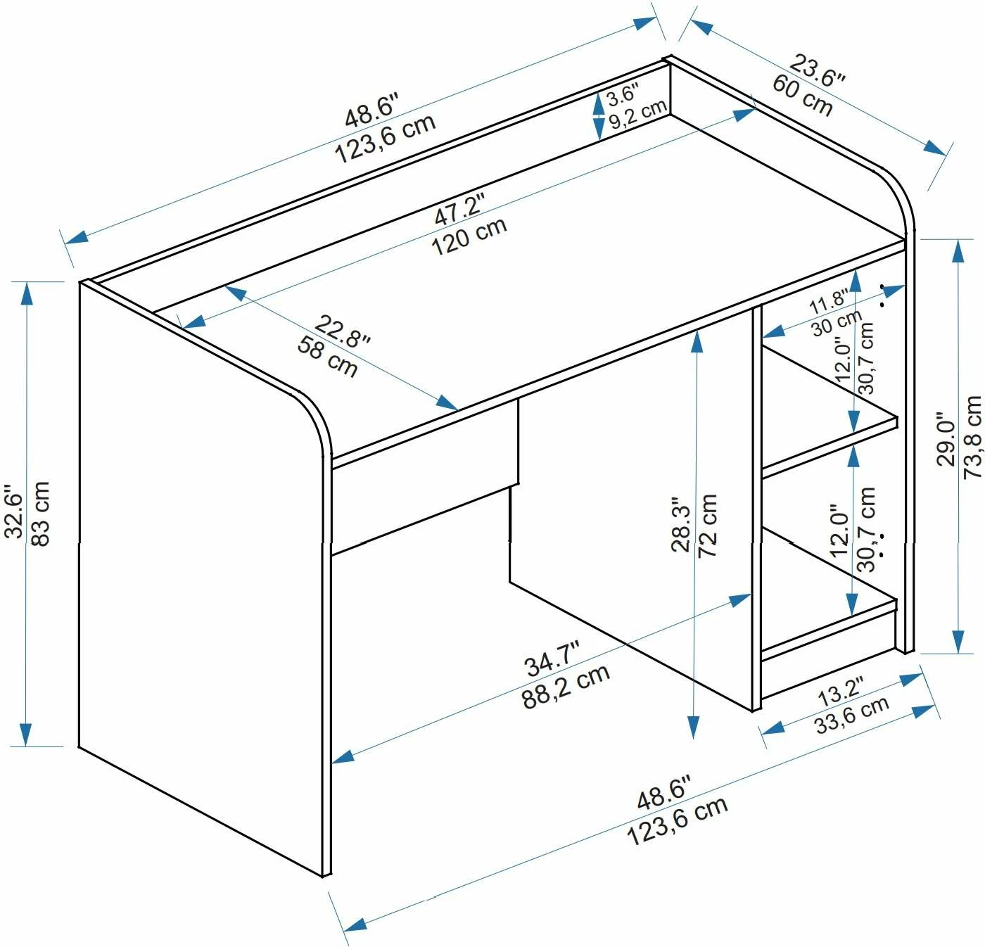 Delovna miza Luses Hanah Home, bela