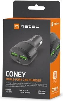 Avto polnilec 84W, Quick Charge 3.0, črn Natec Coney