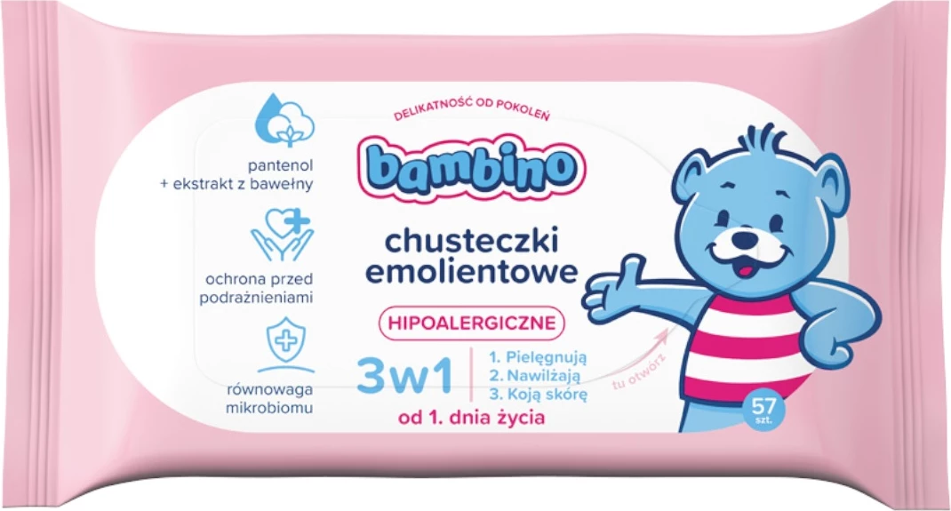 Vlažne robčke za otroke Bambino 3 v 1, 57 kosov