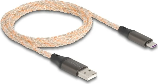 Transparenten USB kablinski Type-A na Type-C, 1 m, RGB, DeLOCK