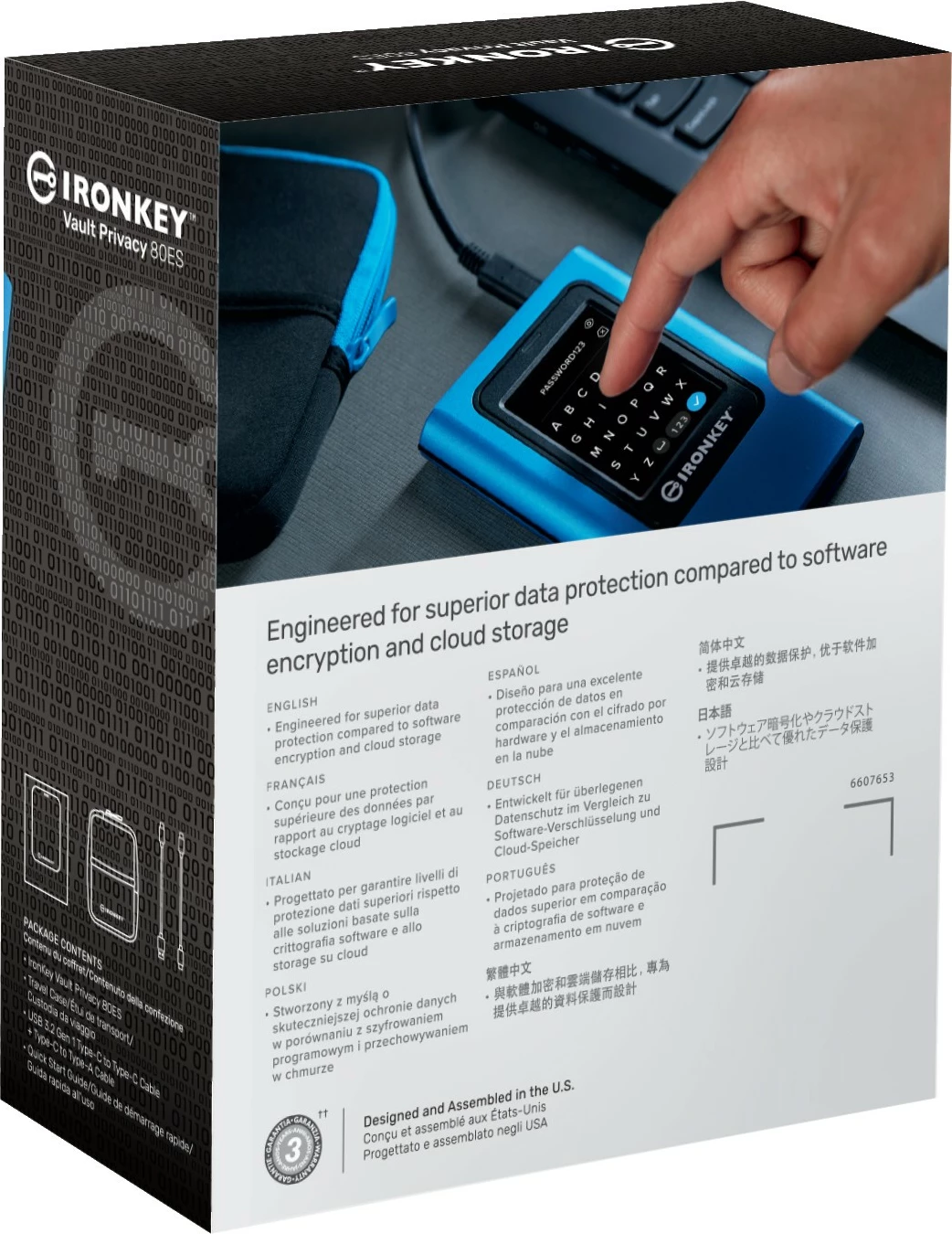 Zunanji SSD 960GB, Kingston IronKey Vault Privacy 80, USB Type-C, moder