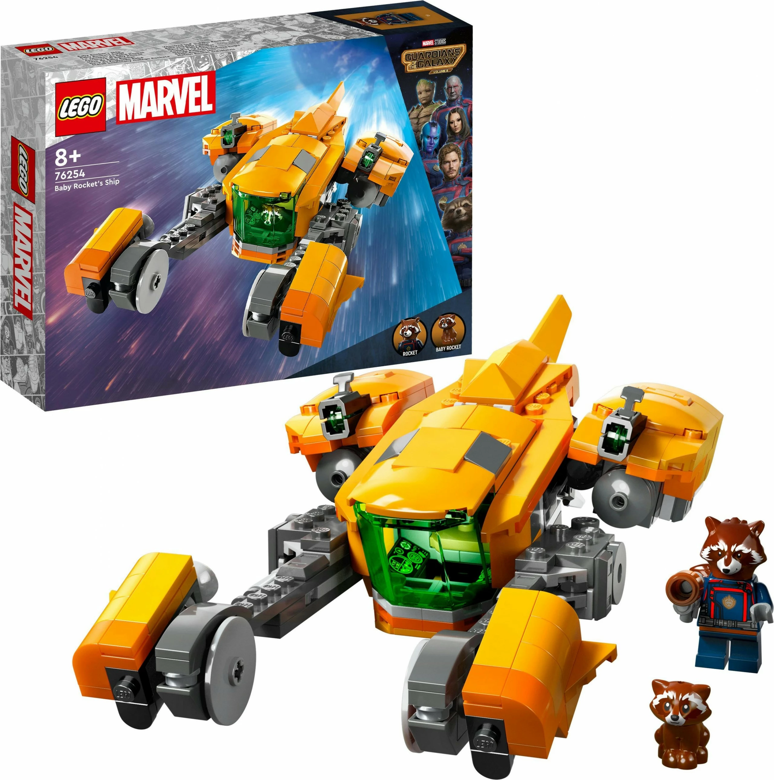 Gradbeni set LEGO Marvel Baby Rocketovo plovilo, 330 kosov, večbarvno