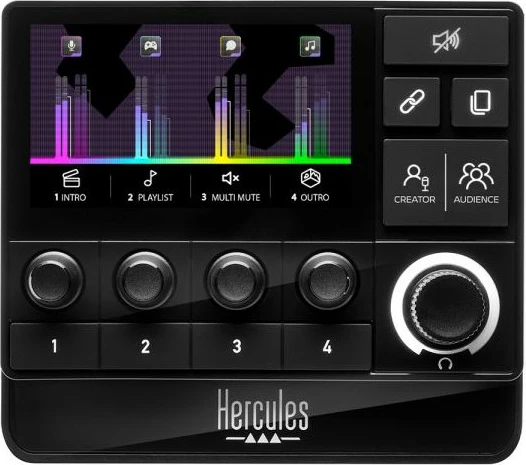 Avdio kontroler Stream 200 XLR, programabilni gumbi, USB Type-C, črn - Hercules