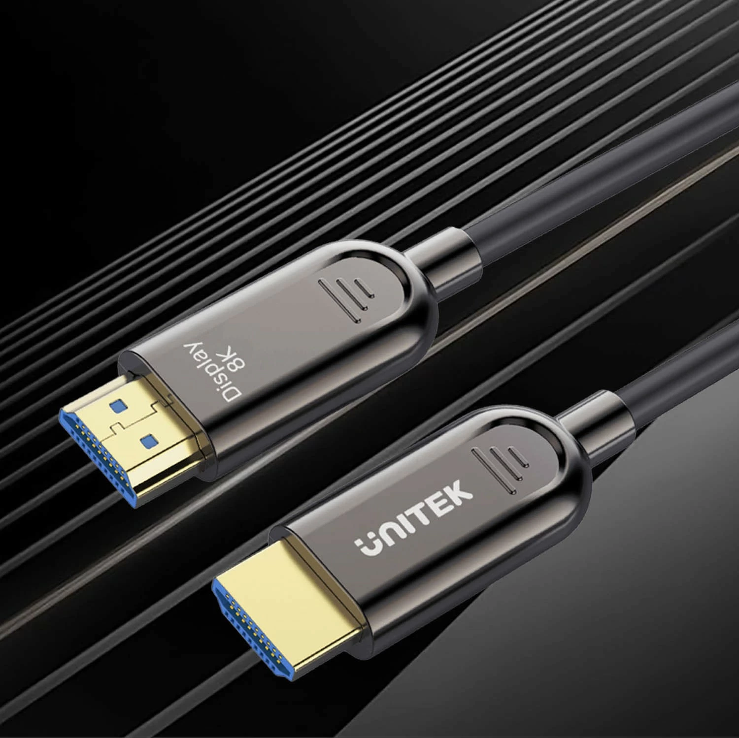Optični HDMI kabel Unitek 2.1 AOC 8K 120Hz 70 m, črno-srebrn