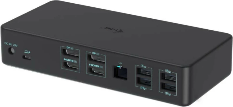 Dvojni 4K priklopni postaj i-tec CADUAL4KDOCKPD2, Thunderbolt 3/USB-C/USB 3.0, 100W Power Delivery, črn