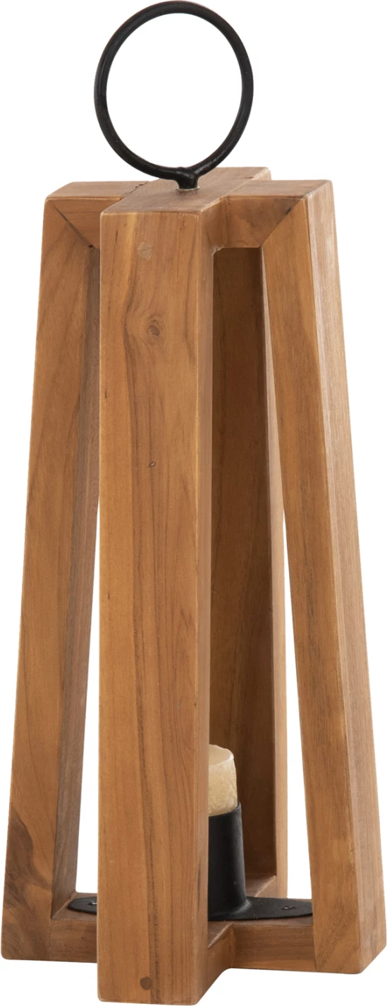 Lanterni za sveče z obročastimi ročaji FH4276 iz tikovine v naravni barvi 24x24x50-61H cm