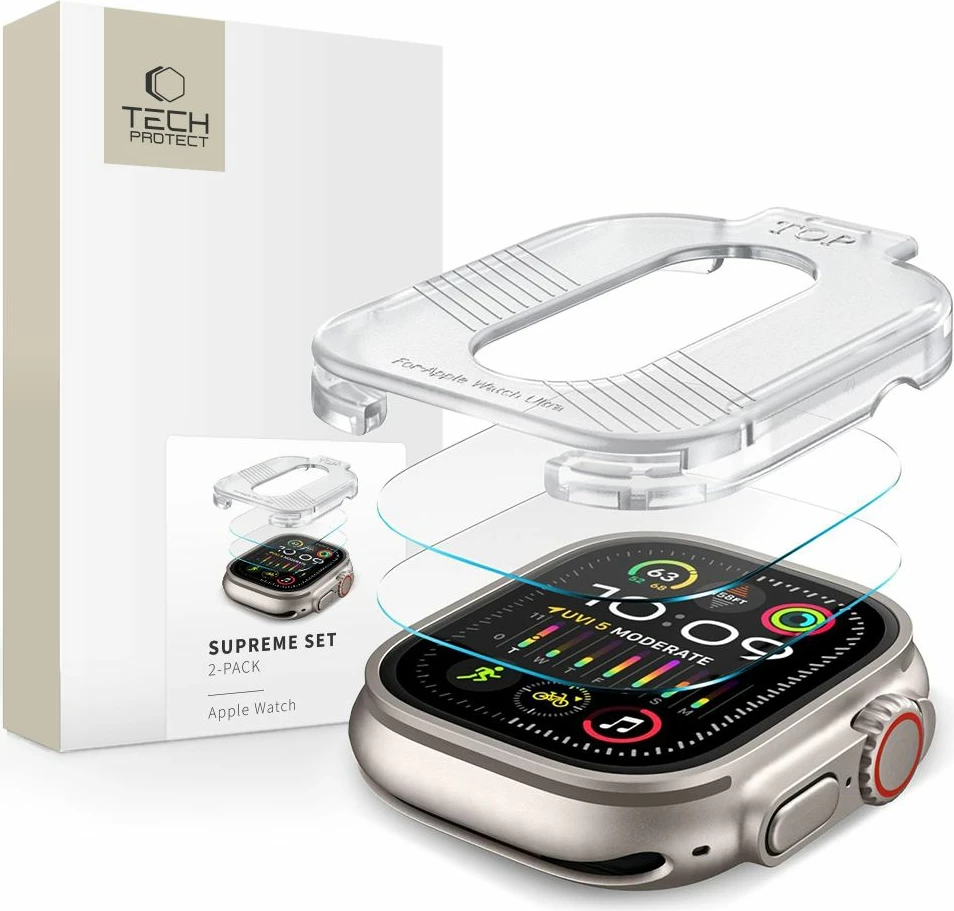 Zaščitno steklo Tech-Protect Supreme za Apple Watch Ultra 1/2 (49 mm), prozorno, 2 kosa