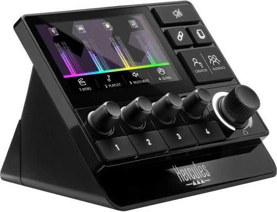 Avdio kontroler Stream 200 XLR, programabilni gumbi, USB Type-C, črn - Hercules