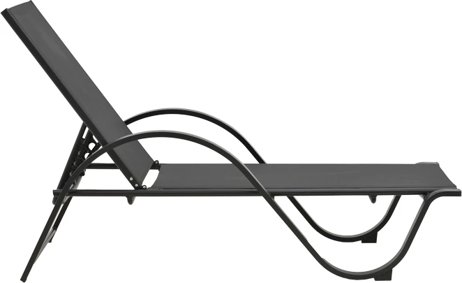 Ležalnik z nasloni za roke, alumin in tekstilen, temno siva, 200x62x35