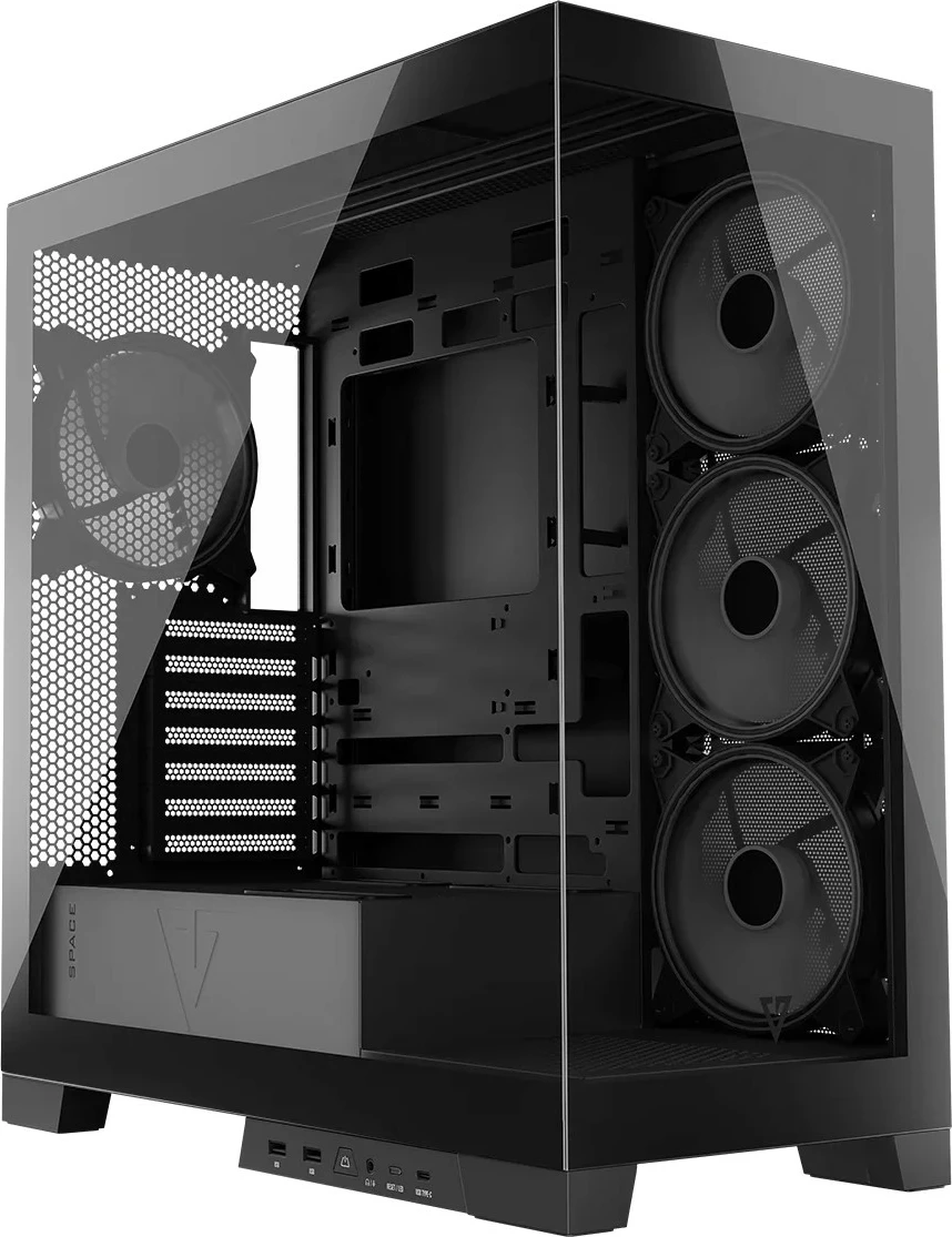 Računalniško ohišje MODECOM Volcano Space ARGB, Midi Tower, kaljeno steklo, črno