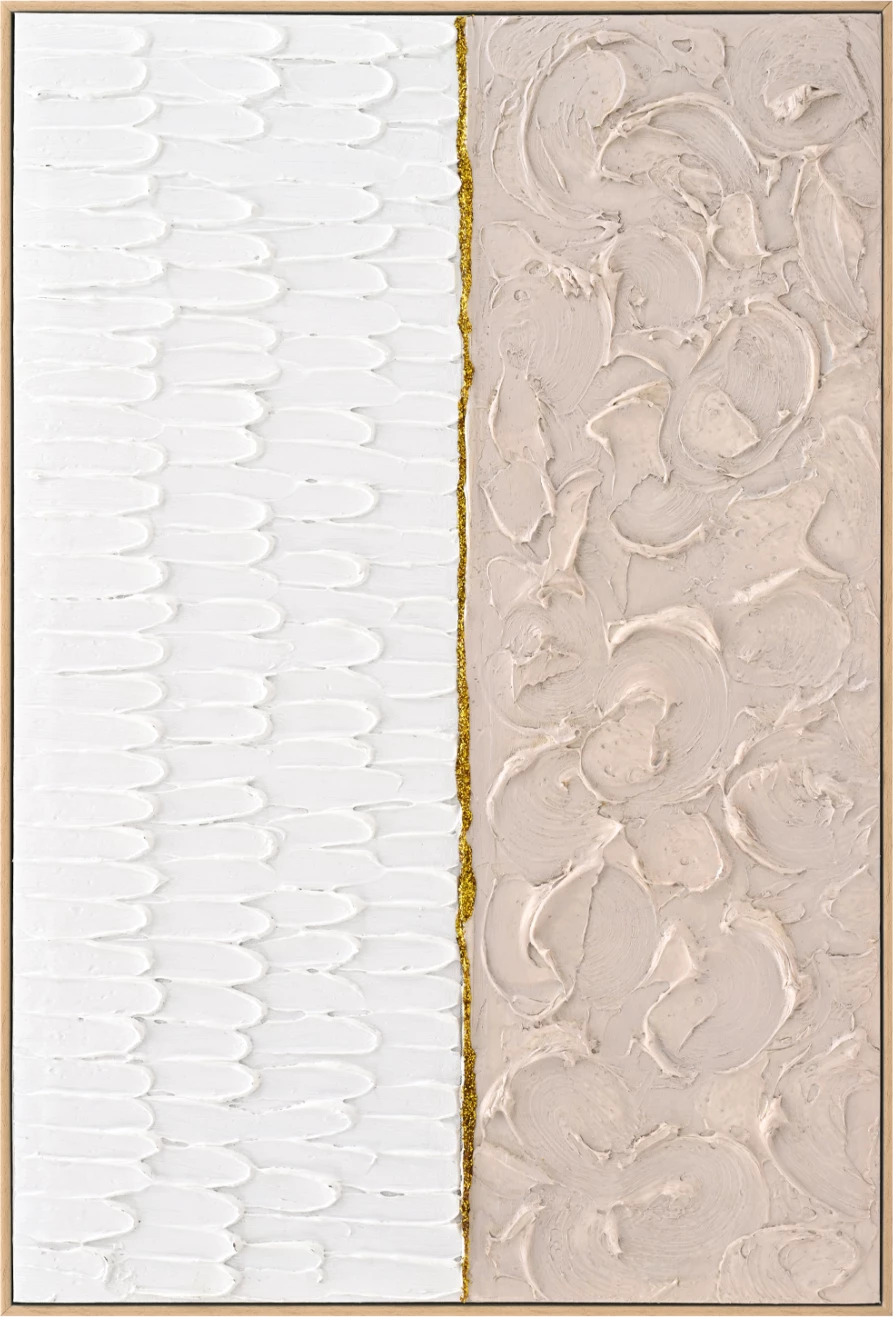 Stenska slika FH4558 s PS okvirjem v bež barvi - platno v bež in beli barvi 62x4,5x92Hcm