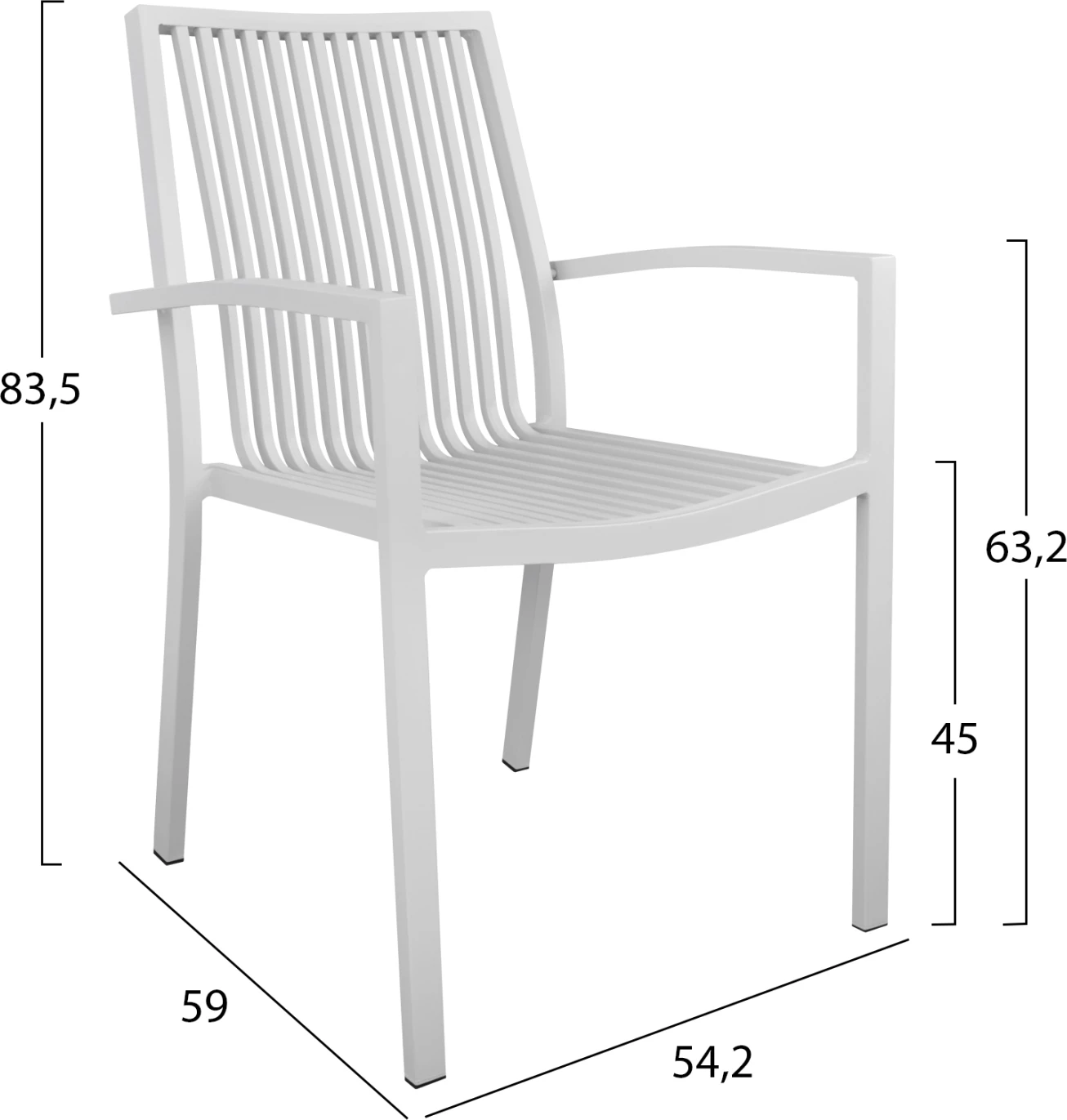 Aluminijasti naslanjač BRONCA bel FH5130.01 54,2x59x83,5 cm
