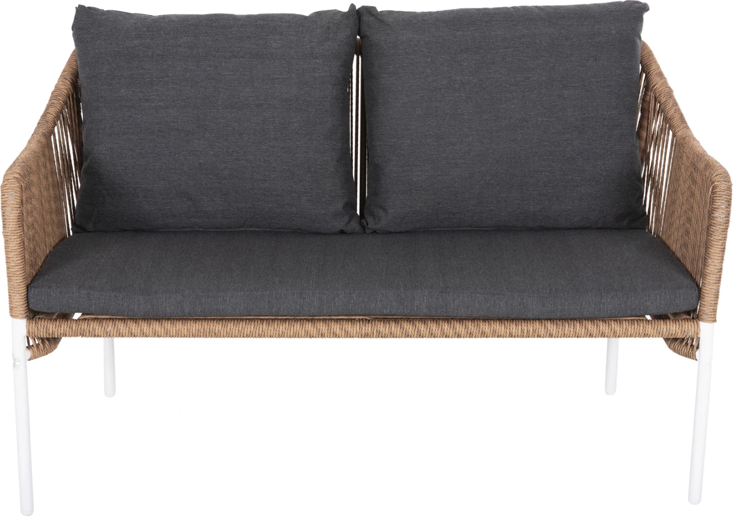 Zunanja dvosedna sedežna garnitura BAFFIN FH6054.01 aluminij bela-PE ratan bež-antracit blazine