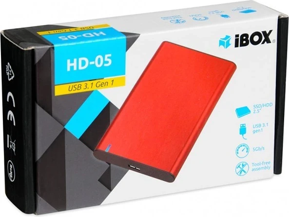 Ohišje za HDD/SSD iBox 2,5", rdeče