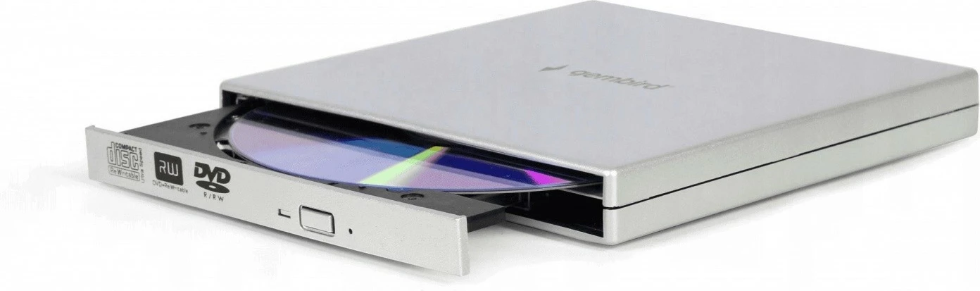 Zunanji bralnik/zapisovalnik CD/DVD, Gembird DVD-USB-021-SV, USB 2.0, do 24x CD / 8x DVD, srebrn
