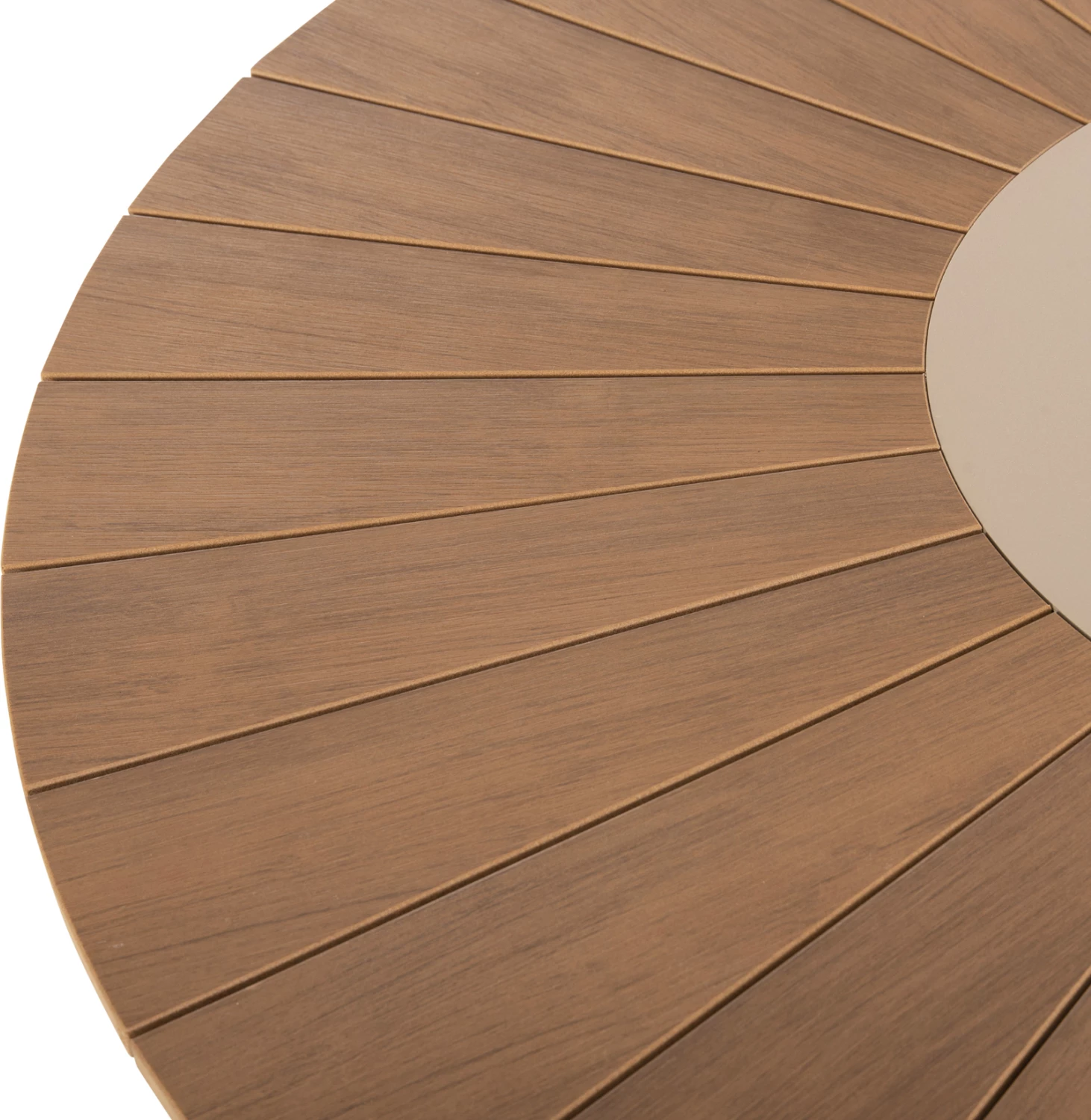 Zunanji okrogli miza MORIL FH6041.04 aluminij v barvi šampanjca-poliles v naravni les Φ120cm