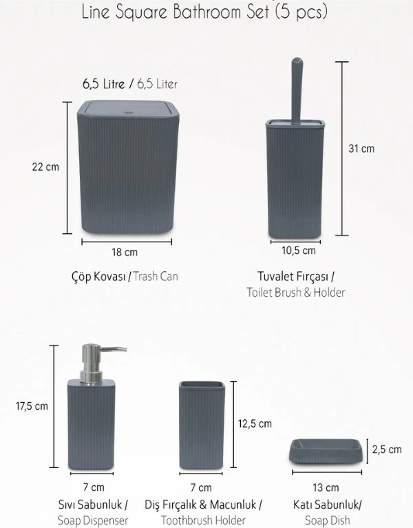 Set za kopalnico 5-delni Mijölnir, PZR-061, bela