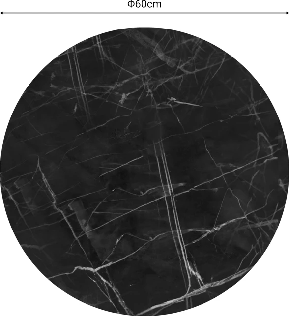 Plošča za mizo Saran, črni marmor, Ø60 cm