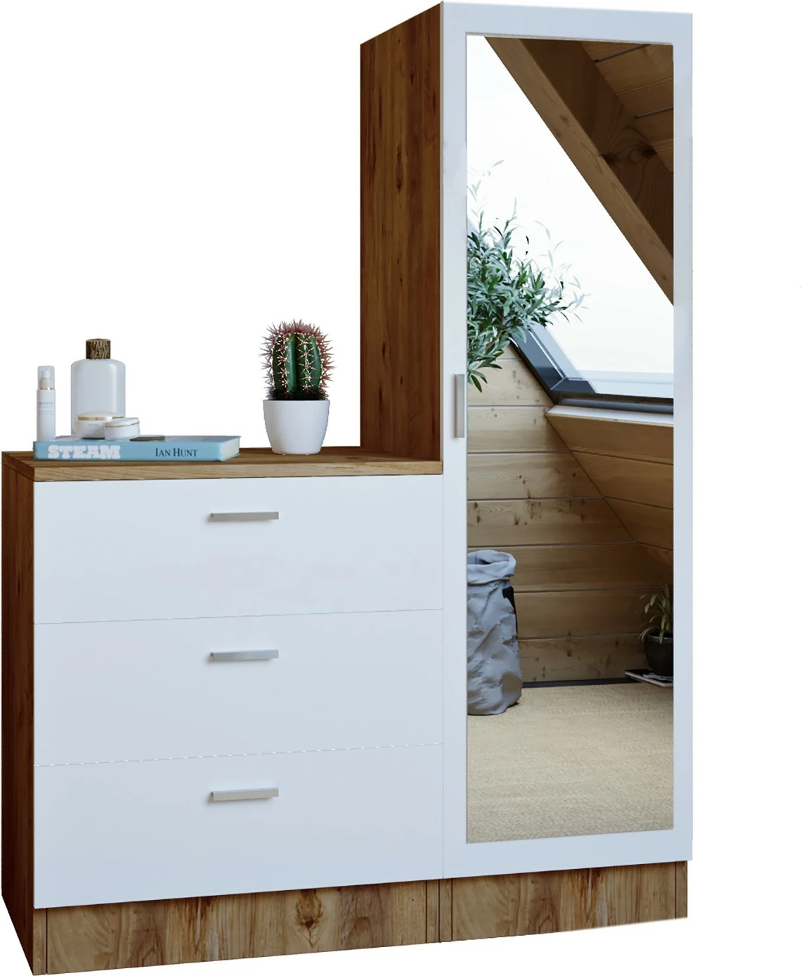 Večnamenska omara Hanah Home CC6-AW, Atlantic Pine in bela