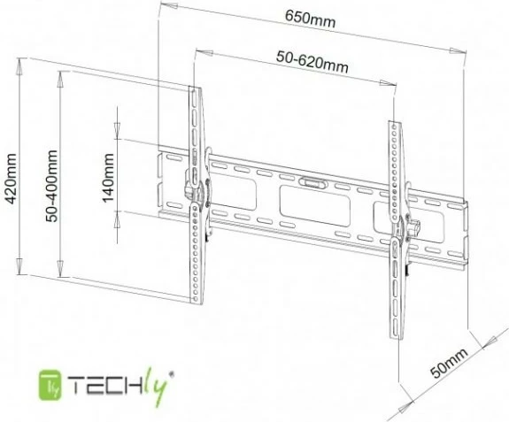 Stenski nosilec za TV/monitor 40–65 inch, 60 kg, črn Techly 301276