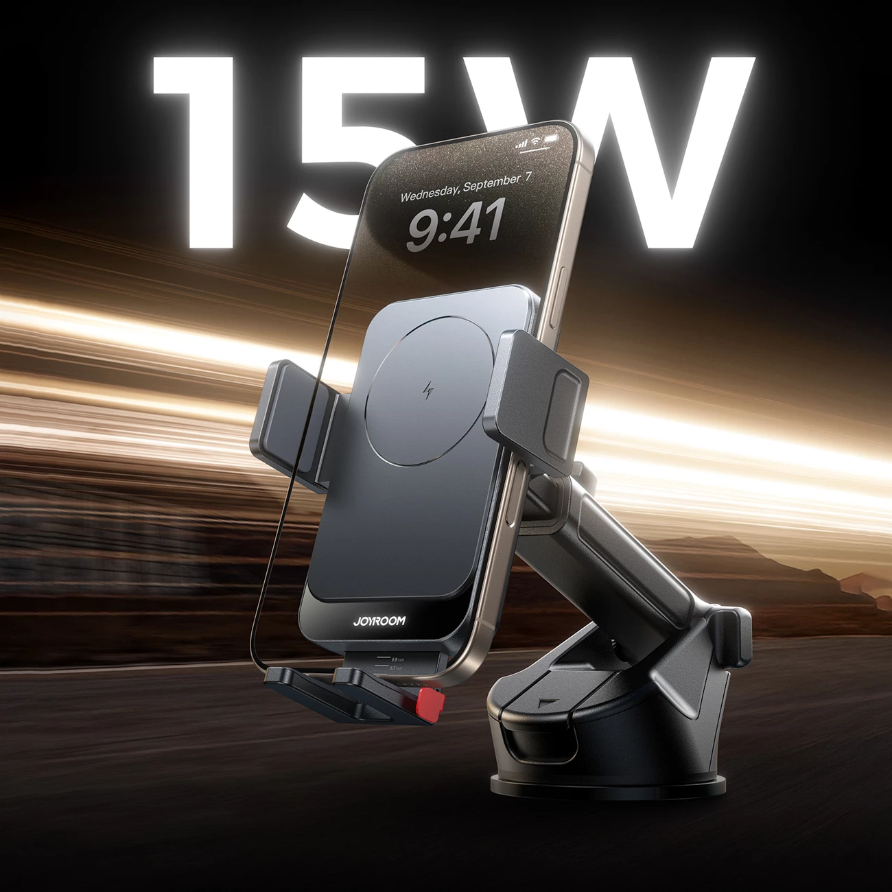 Držalo za avto z brezžičnim polnjenjem Joyroom JR-ZS241S, za armaturno ploščo, črno