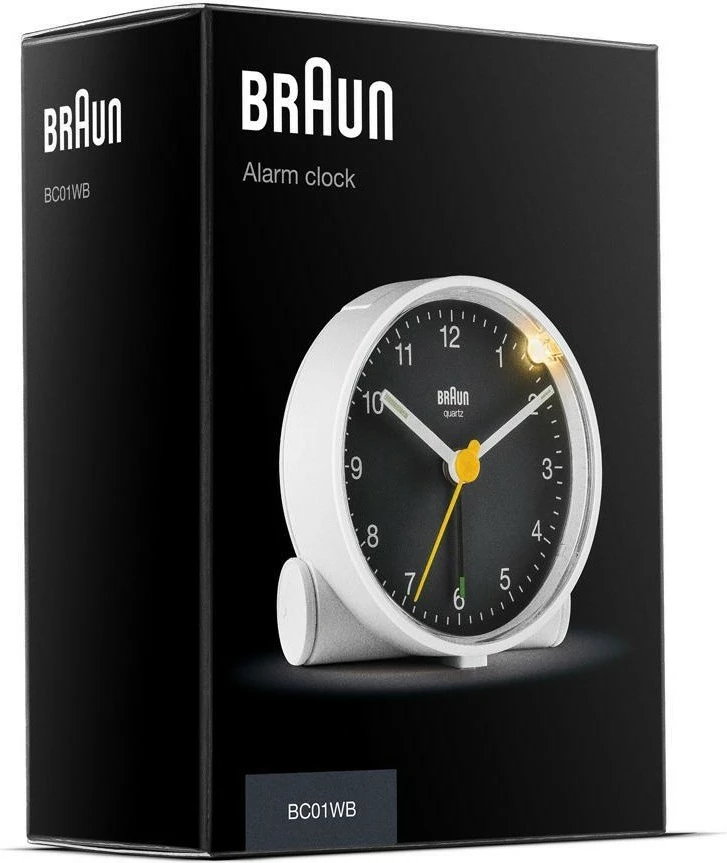 Analogni budilnik, Braun BC01WB, 12 h, črno/bel