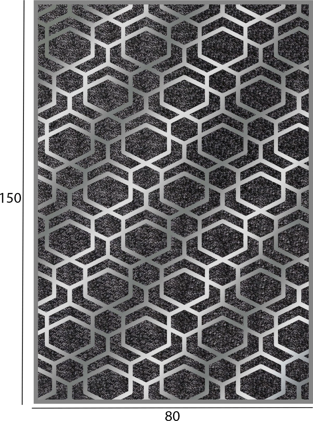 JOSIANE preproga s franjami, siva-srebrna, 80X150cm