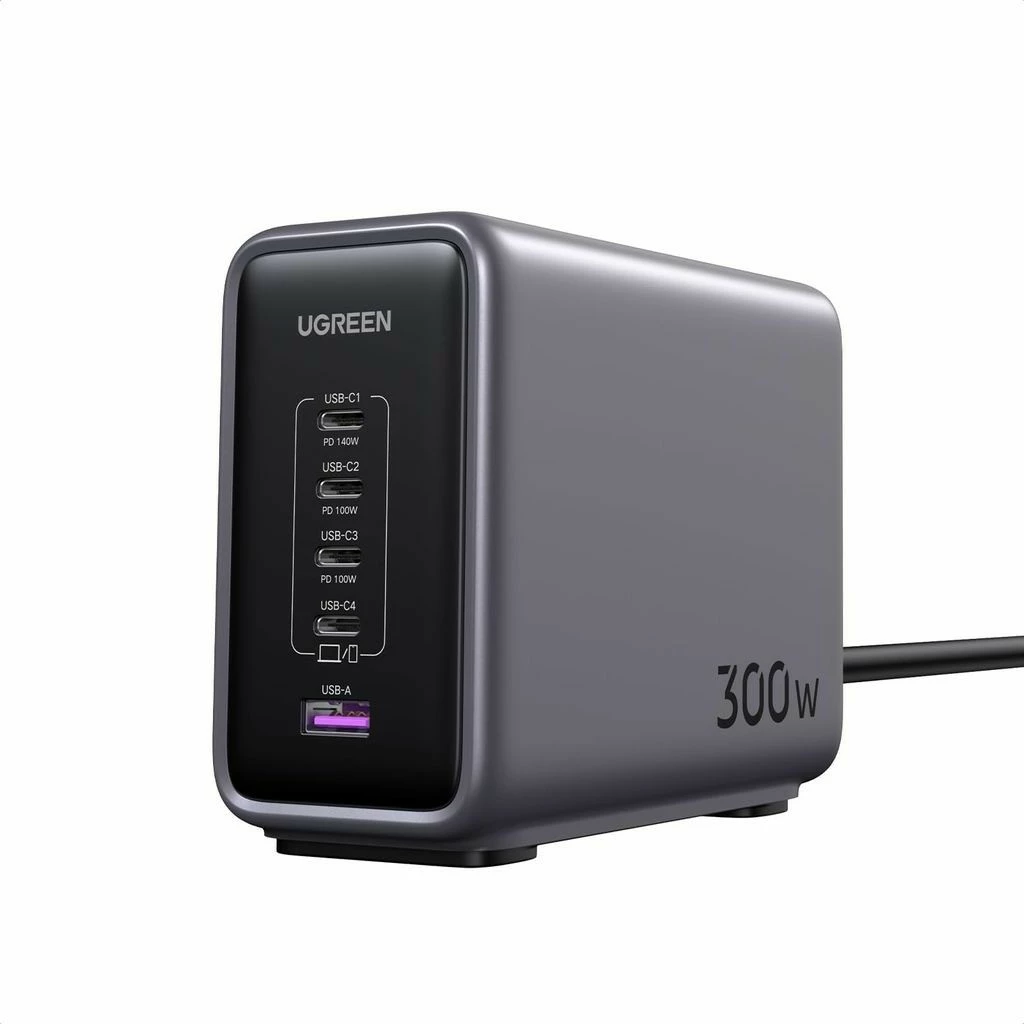 Univerzalni polnilec Ugreen Nexode 90903B, 300 W, 4x USB-C, 1x USB-A, 2 m, črn/siv