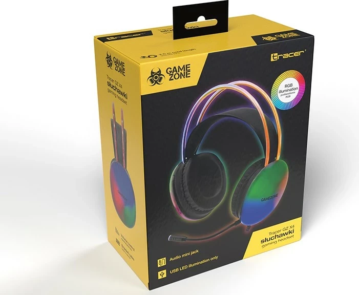 Gaming slušalke z mikrofonom Tracer GameZone GZ X4, z RGB osvetlitvijo, z vodnikom, večbarvne