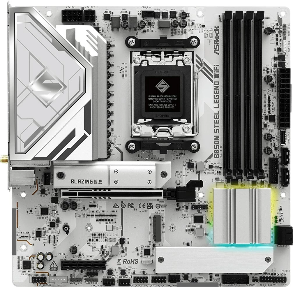 Matična plošča Asrock B850M Steel Legend WiFi, Socket AM5, micro ATX, bela