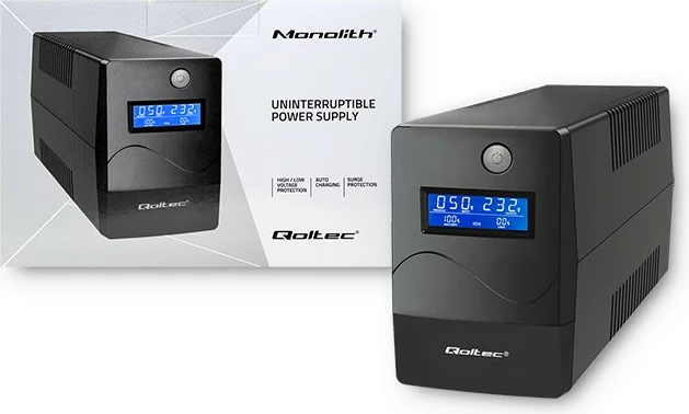 UPS 53977 Qoltec, 450VA, 240W, LCD, USB, RJ45, črn