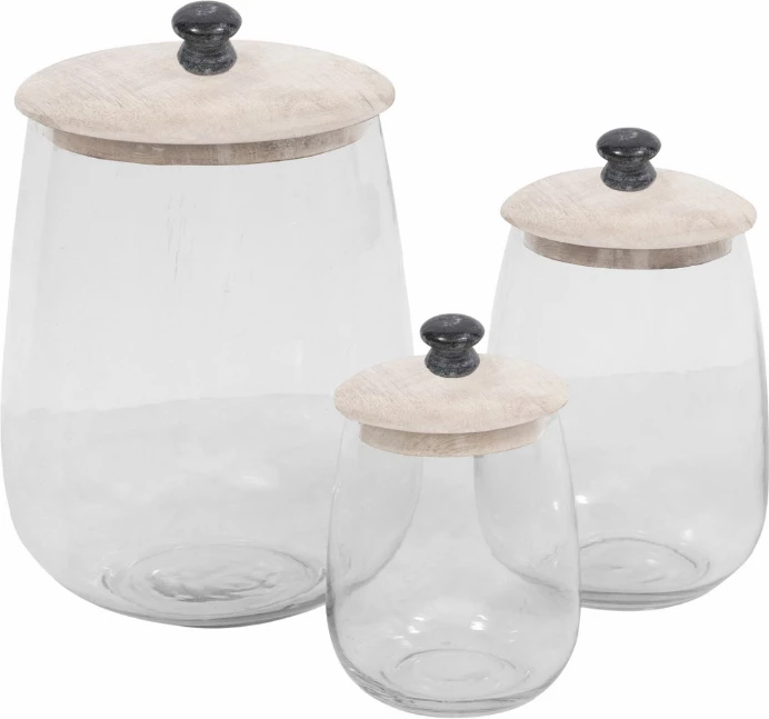Kavanoz za shranjevanje Actia s pokrovom, steklo, svetlo bel lesen pokrov, 14x14x20 cm