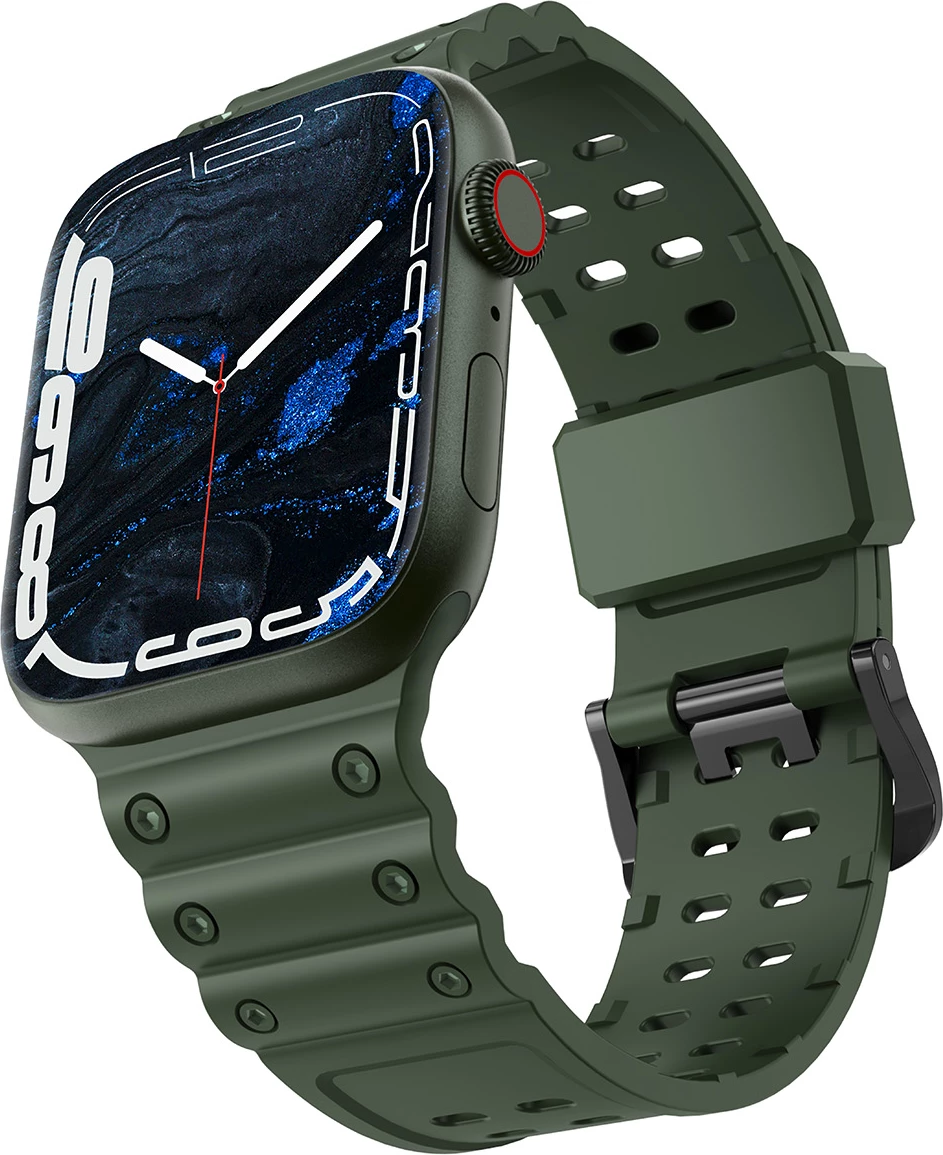 Trak z trojno zaščito za Apple Watch Hurtel Strap, TPU, za serije 1–9 in SE (38/40/41 mm), zelen