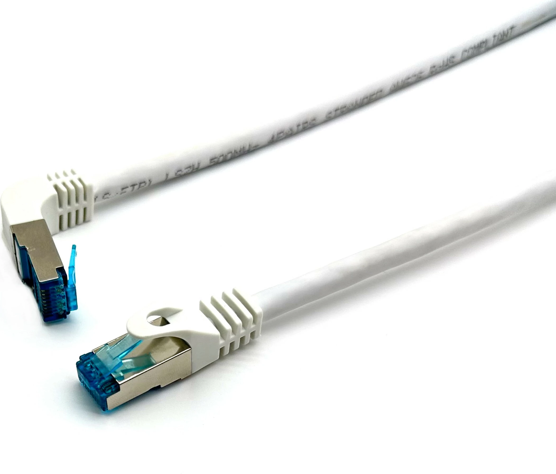 Mrežni kabel Cat6A S/FTP 1 m, kotni-na-ravni, bel Equip