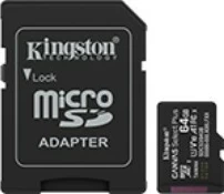 MicroSD pomnilniška kartica 64GB, Kingston Canvas Select+, z adapterjem, SDCS3/64GB, črna